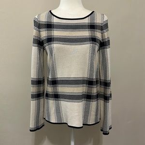 Ann taylor designer style plaid neutral colored sweater size small